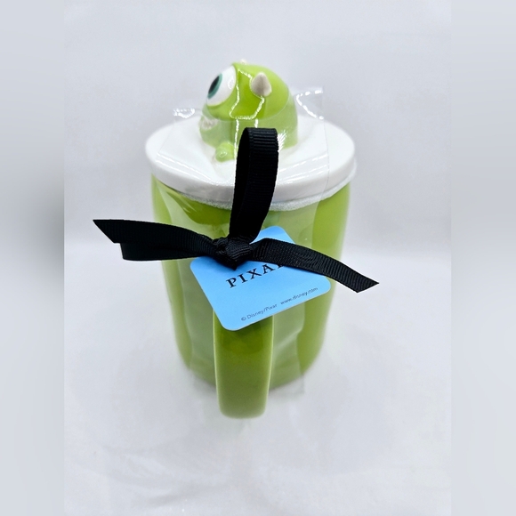 Rae Dunn Pixar Monsters Inc. Mike Wazowski Mug + Topper Green - Picture 2 of 8